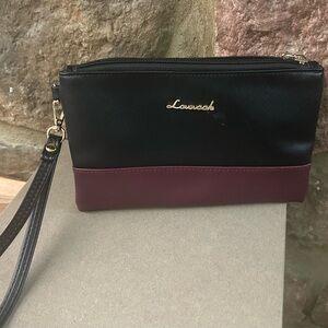 Clutch Lovesak  Two-Tone Black and Burgundy Clutch bag with zipper like new